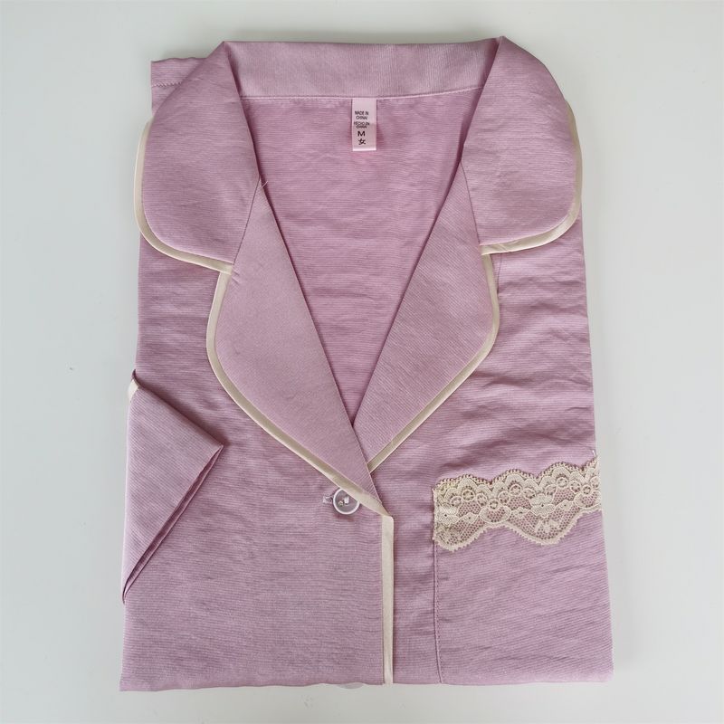 Tencel Cotton Pajamas Women's Summer Short Sleeve Trousers Homewear Summer Thin Cotton Cool Cardigan Two-Piece Suit