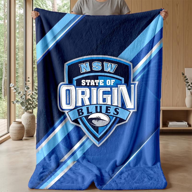 NSW Blues Flannel Fleece Blanket Cozy Warm Throw Blanket For Couch Bed Travel All Season Use