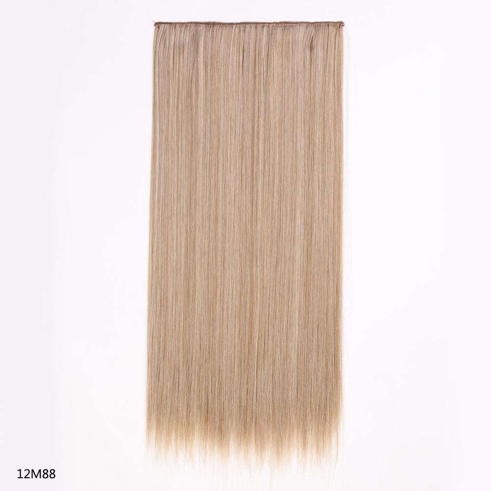 Synthetic Hair Extension Clip Ins One Piece With 5clips Long Straight Hair Brown Blonde Color For Women Daily Use