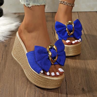Damen Sandalen Hochhackig Sommer Schleife Bequem Elegant Plateau Damen 2025 Neue Designer Schuhe Keilsandalen Damen