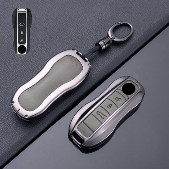 Zinc Alloy Leather Car Key Fob Case Cover For Porsche Panamera 911 992 Cayenne