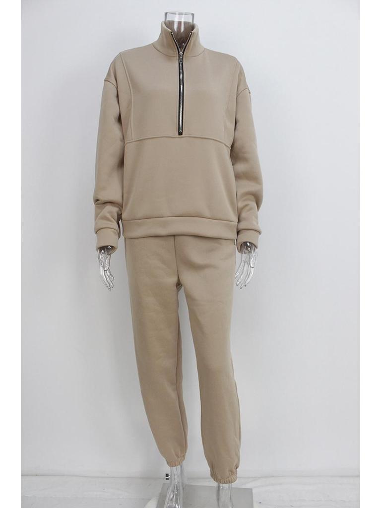 2026 Spring Women's European American Two-Piece Hoodie Fleece Casual Sports Set