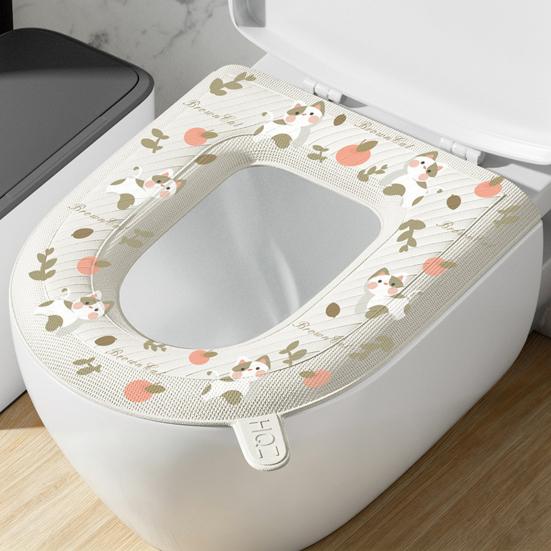 Toilet Seat Cartoon Pattern Non-Slip Peel Stick Toilet Seat Protector Self-adhesive Toilet Seat Adhesive Strip Summer Toilet Seat Cover