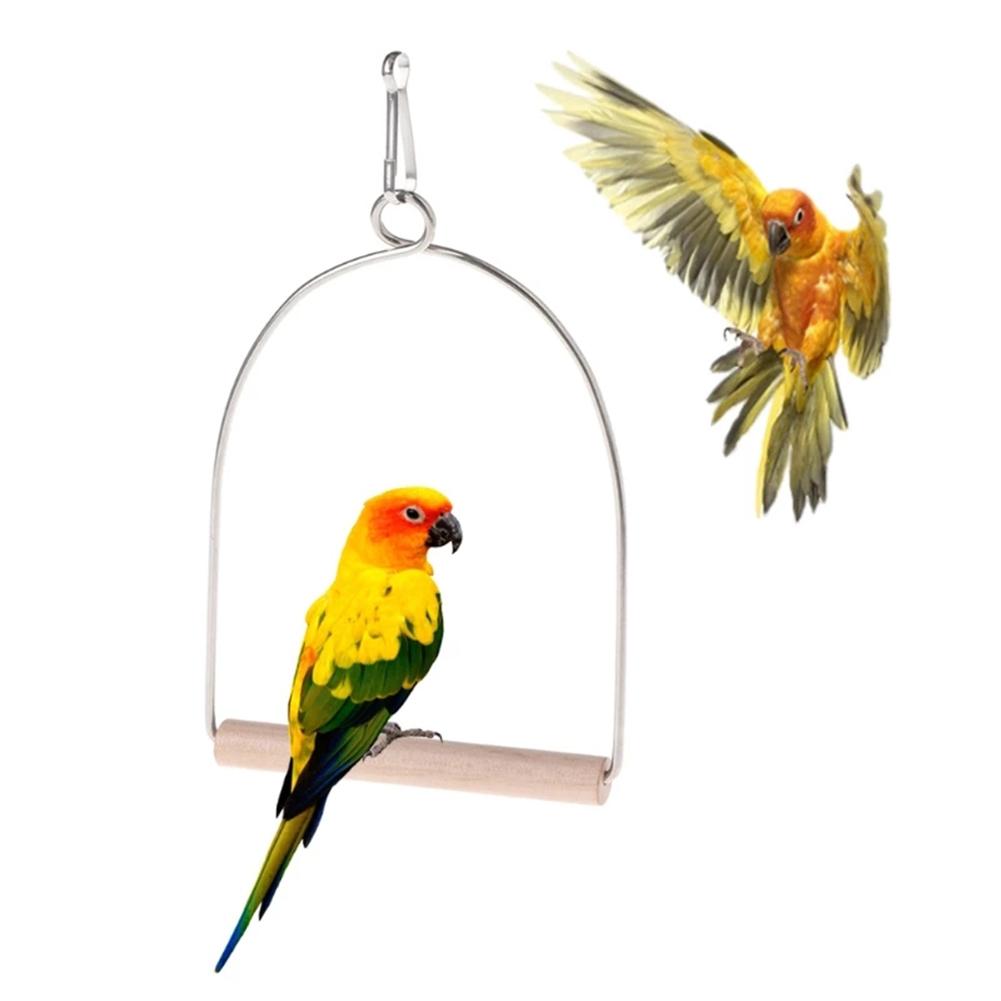 Parrot Wooden Perch Safe Healthy Training Stand Hanging Swing Toys Bird Supplies To Relieve Boredom
