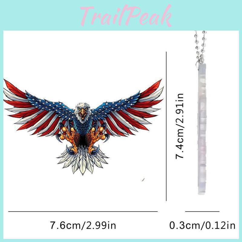 Unique 2d American Flag Eagle Car Interior Rearview Mirror Keychain Decoration