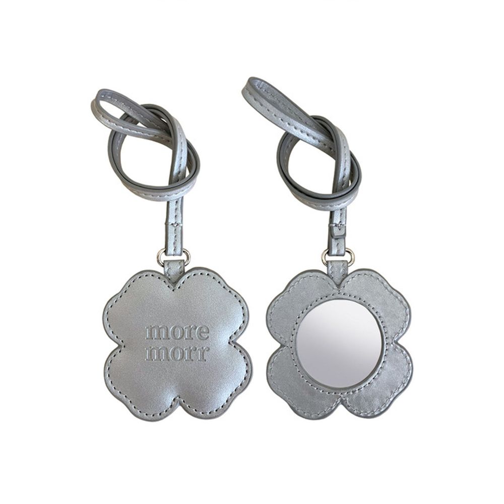 Moremorr Kleeblatt Spiegel Schlüsselanhänger - Silber
