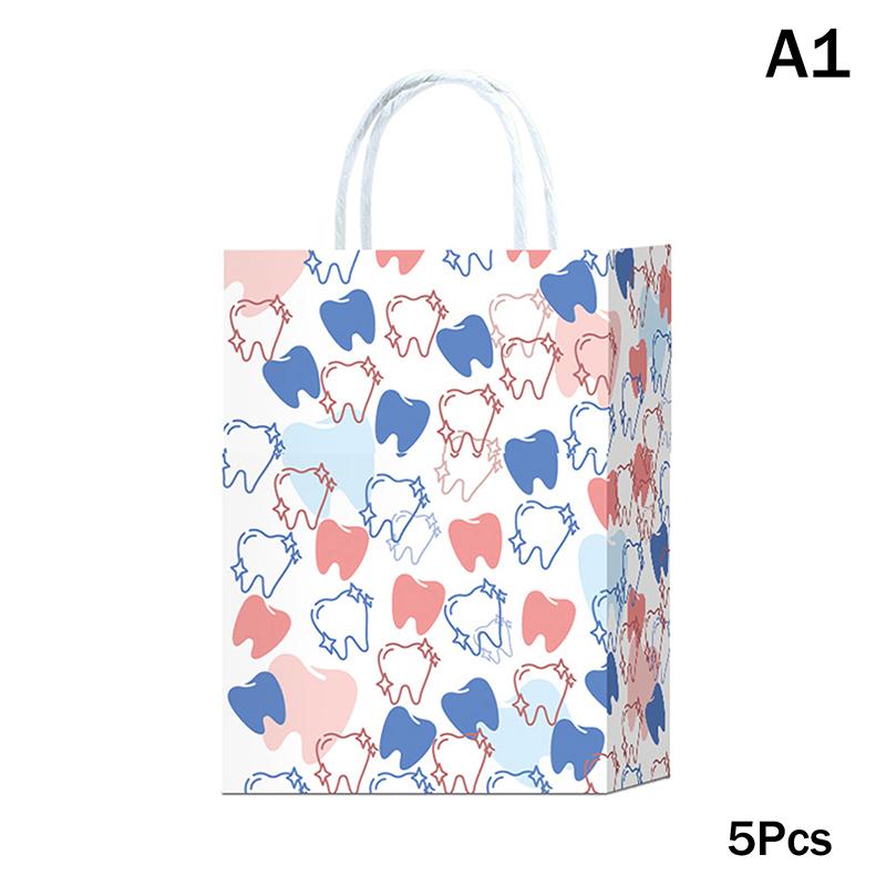 

5/10Pcs Dental Tote Bags For Dental Patients Tooth Cartoon Pattern Dental Goods Gift Bags For Hygienists Dentists Patient Care