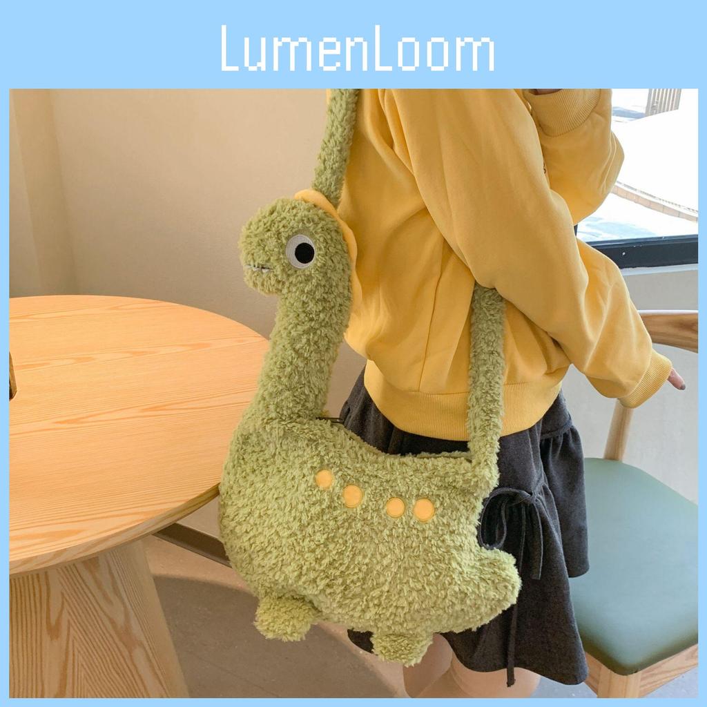 Dinosaur Plush Cartoon Shoulder Crossbody Bag With Embroidery Design For Daily