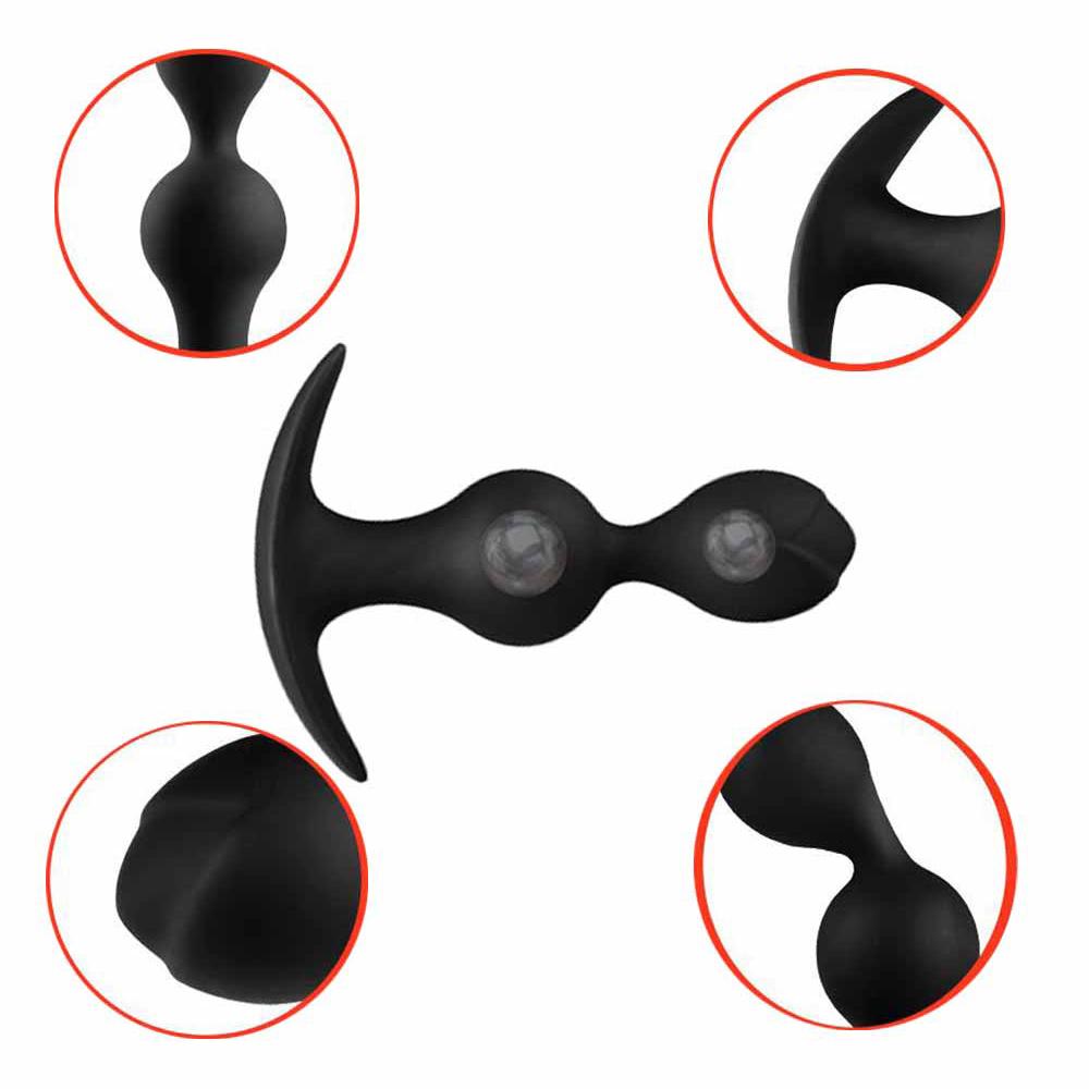 Butt Plug Silicone Anal Beads Dilator Metal Ball Inside Prostate Massager Anus Trainer Couple Adult Anal Toys Butt Plug Sex Toy For Men Women Pleasure