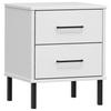 Nightstand OSLO with Metal Legs White Solid Pine Wood