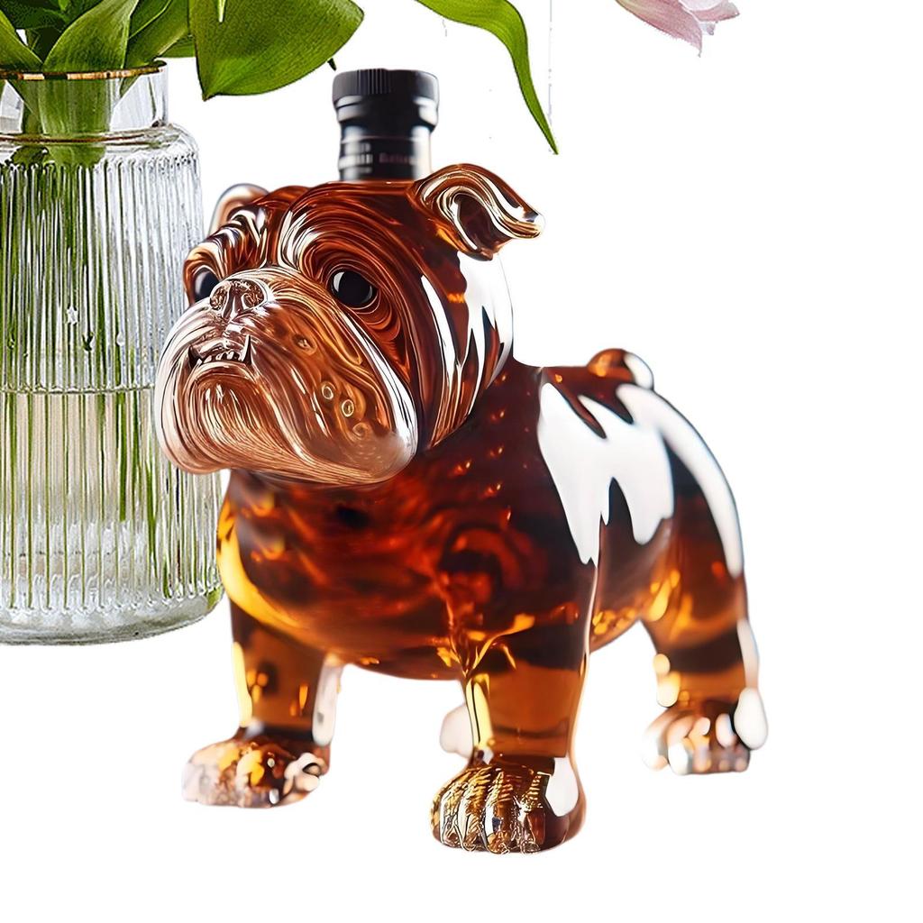 Unique Whiskey Bottle Bulldog Shape Decanter Funny Glass Collectible Novelty for Men Home Tasting Beer Bar Decor Gifts