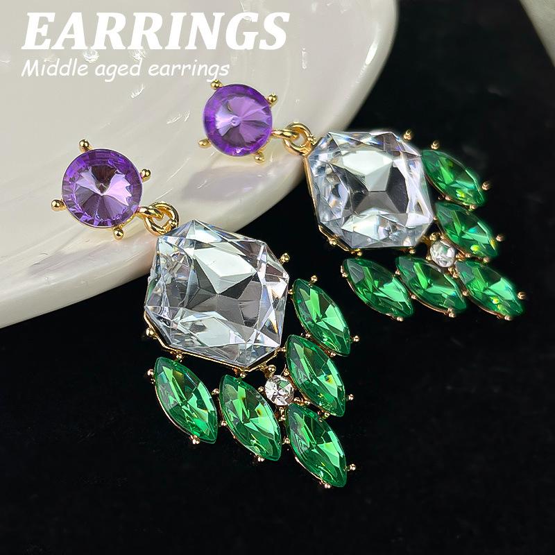 Boucles d'oreilles pendantes Zircon Fleur Colorée pour Femmes, Boucles d'oreilles pendantes Statement pour Fête & Usage Quotidien