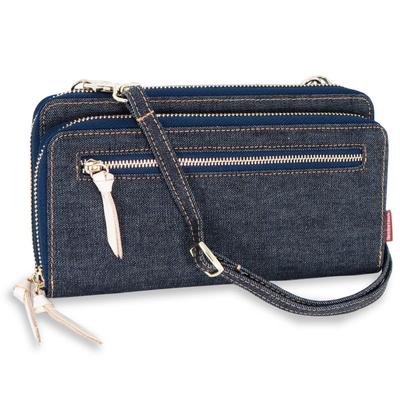 Wallet Bag Okayama Denim Wallet Pochette Smartphone Pouch Wallet Shoulder Bag Indigo Blue [Need Network] Women's