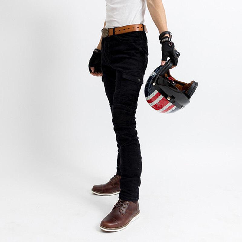 Four-Season Motorcycle Riding Pants - Military Green/Black, Anti-Fall, Slim Fit Jeans