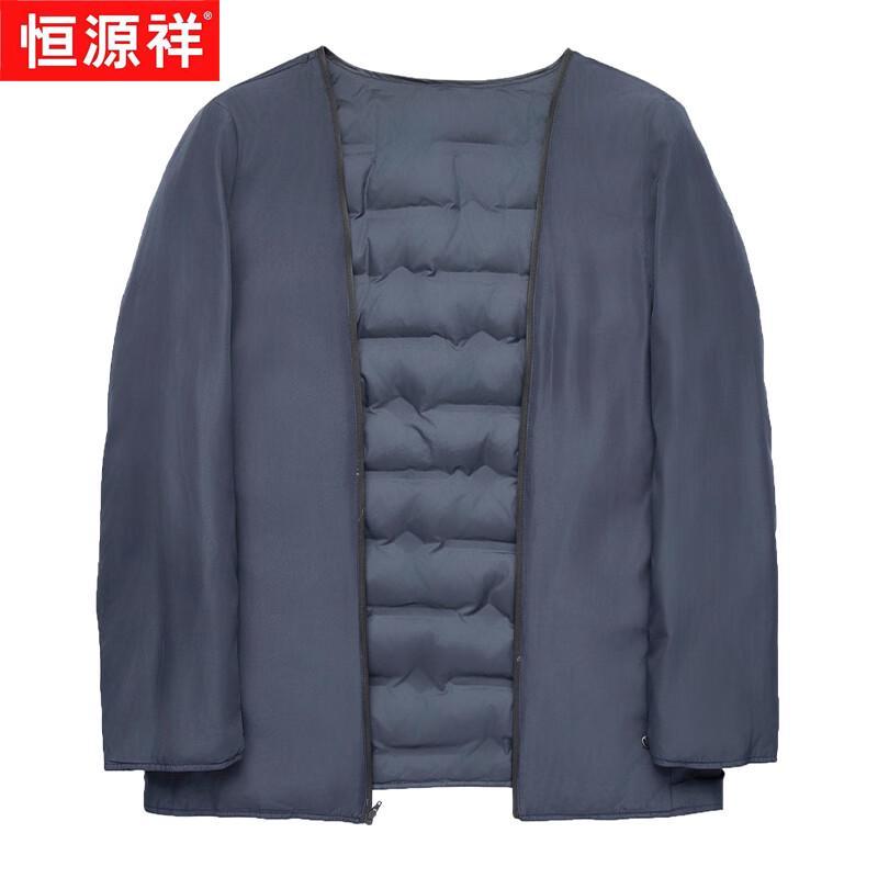 Hengyuanxiang Men's Mid-Length Stand Collar Cashmere Blend Overcoat with Goose Down Liner
