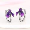 Metal lock edge flared morning glory jewelry, painted oil exquisite earrings, pastoral daily matching style