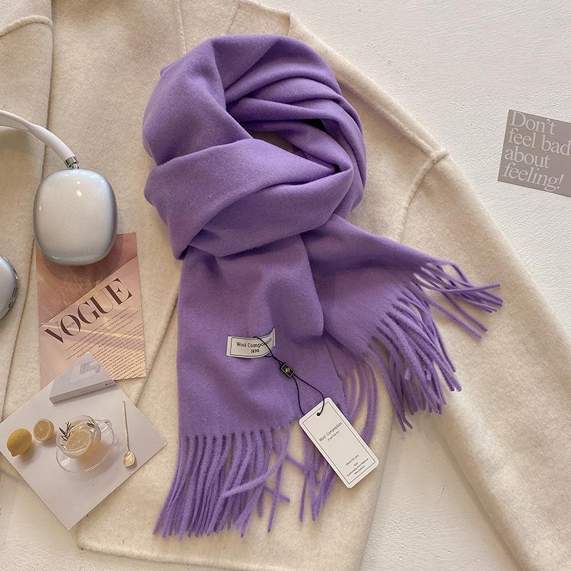 Winter Wool Scarf For Women Long Warm Cashmere Scarves Hijab Solid Lady Shawl Wrap Female Pashmina Bandana Head Scarfs New