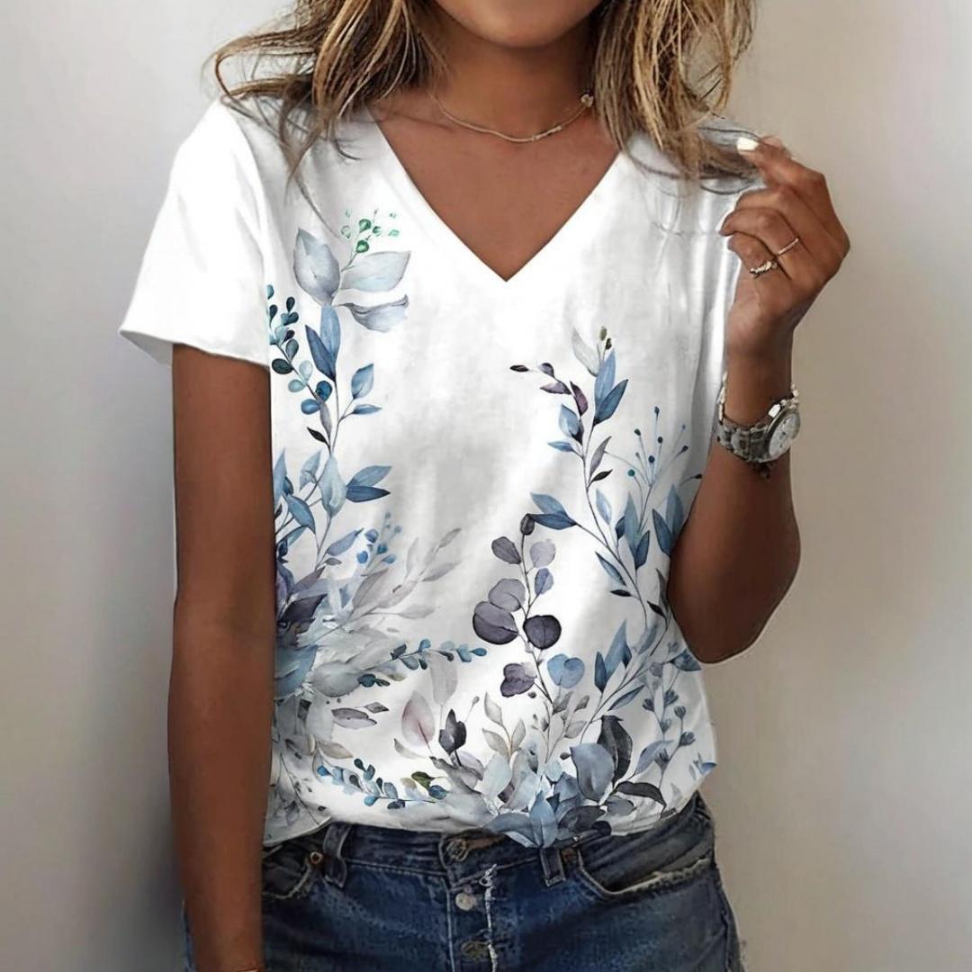 

Женская футболка, Для улицы, V-образный вырез, Лето, Повседневный, Рубашка, Короткий, Рукава, Принт, Узор, Многофункциональный, Большой размер, Свободный, Удобный, Короткий S