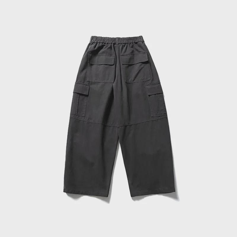 City Fanpin 2024 Spring Men's Loose Wide-Leg Multi-Pocket Work Pants - Solid Color