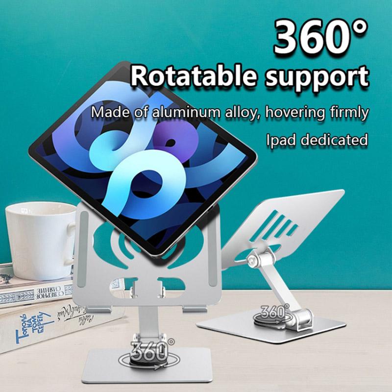 

L-13 360-Degree Rotatable Desktop Tablet Holder Stand Foldable Aluminum Alloy Tablet Bracket Black