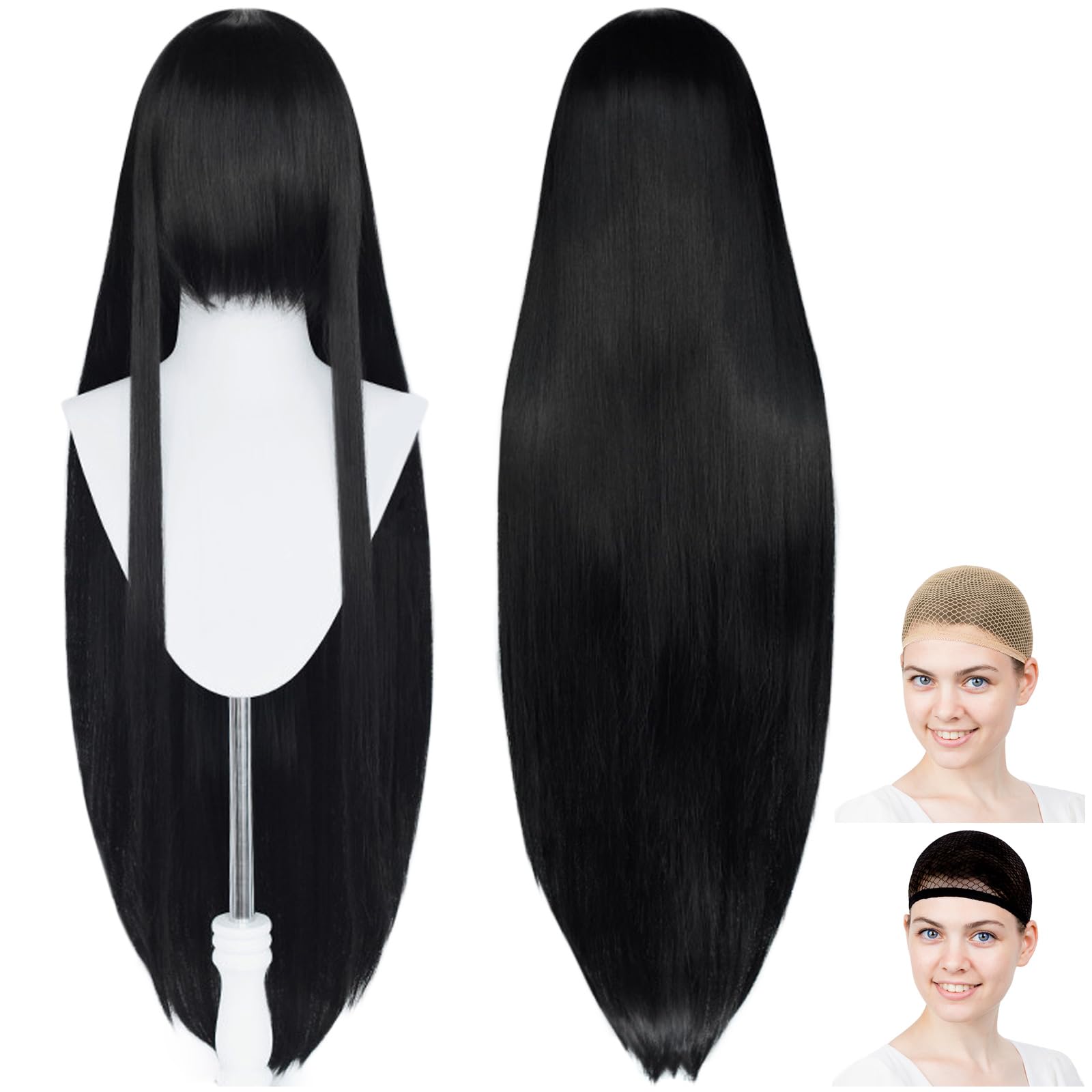 

CaseEden Cosplay Wig, Premium, Smooth, Straight, Long, 100cm, Black Hair, 6028