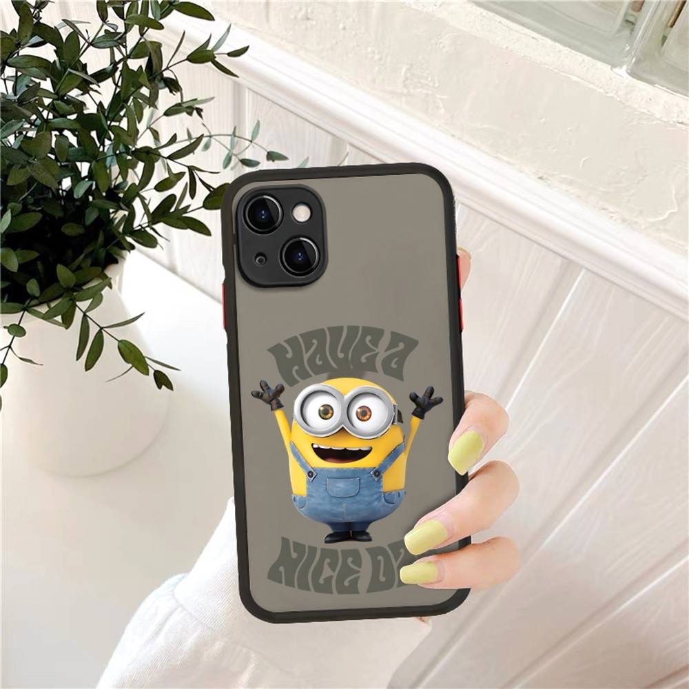 Cartoon Anime Yellow M-Minions Matte Translucent Phone Case For Iphone 16 ProMax 15 14 13 12 11 X XS PRO Plus