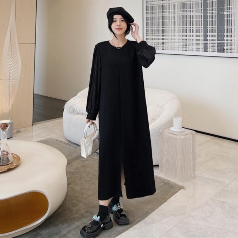Long Sleeve Plus Size  Black Vintage New In Dresses for Women Casual Loose Spring Autumn Winter Dress