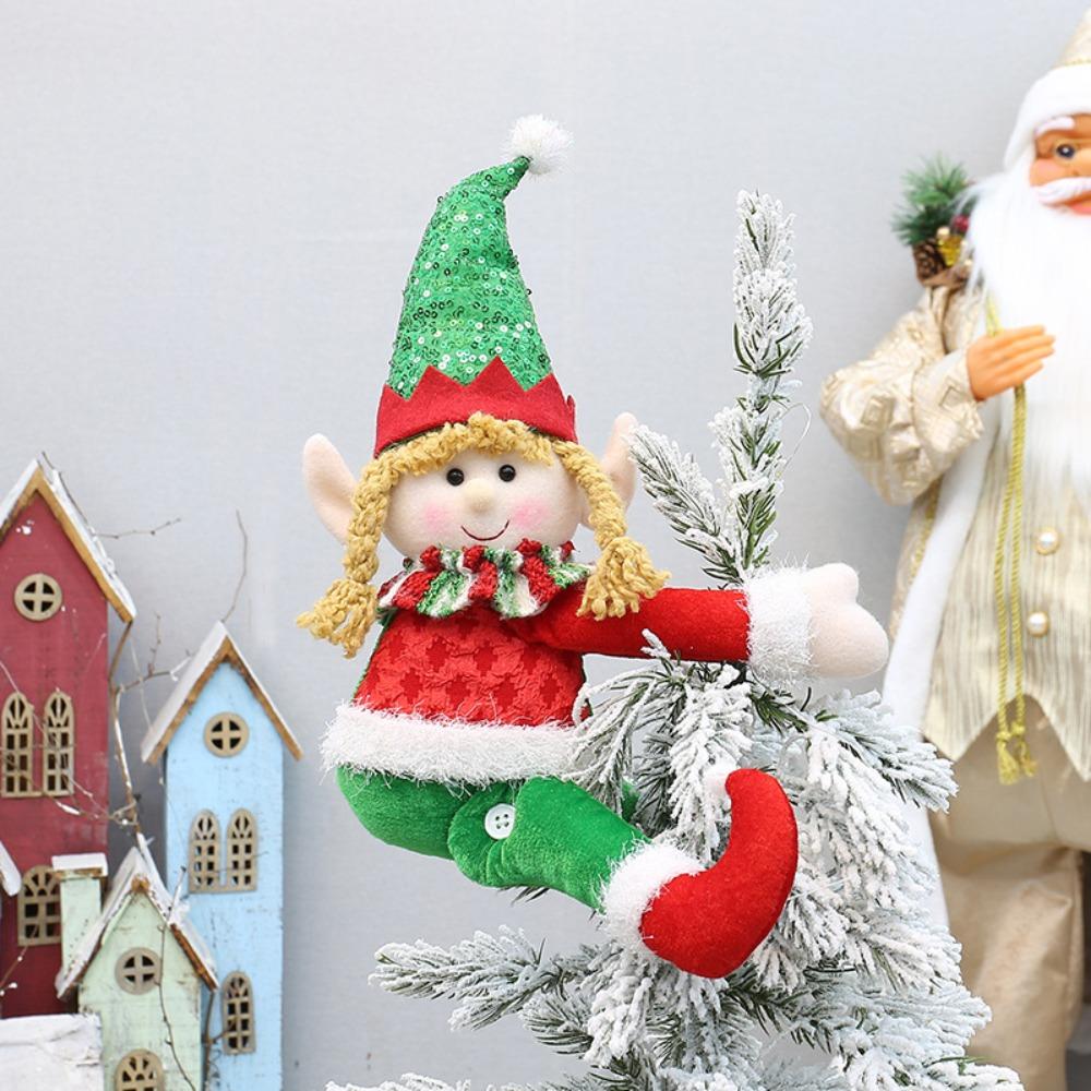 

Милая рождественская занавеска с подхватом для куклы, фестивальная рождественская занавеска, классические эльфы, мультяшная занавеска, пряжка, рождественское украшение