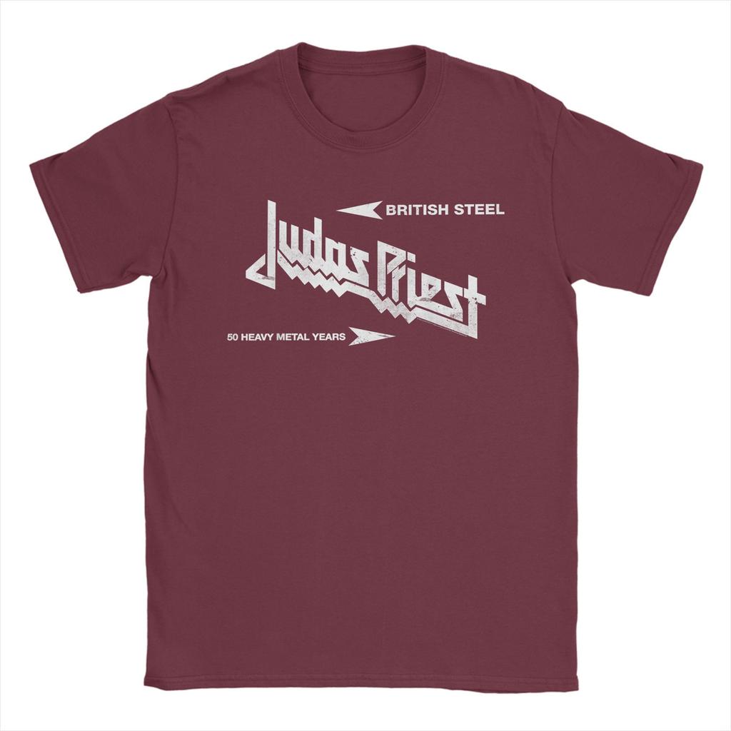 Novelty Judas Priest British Steel Asphalt T-Shirt Men Round Collar T Shirts Band Music Short Sleeve Tees 4XL 5XL 6XL Clothing