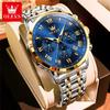 OLEVS Men's Watches Sport Fashion Fine Steel Original Brand Quartz Wristwatch for Man Roman Scale Waterproof Moon Phase Date New