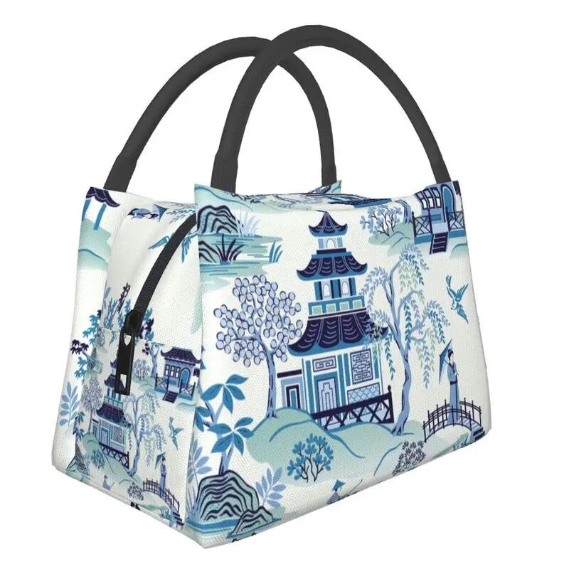 Poster Moară de Vânt Vintage Albastru Delft Olandez Genți de Prânz Izolate pentru Muncă Birou Răcitor Impermeabil Cutie de Prânz Termică Femei