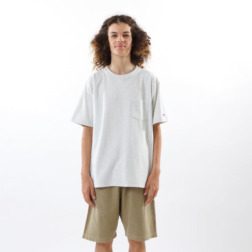 Champion Short Sleeve Size Cotton USA Reverse Garment Crew Pocket Size Men's T-Shirt, Oatmeal, XL, 9.4oz 100% Weave® Wash, Neck, T-Shirt, C3-Z319Z