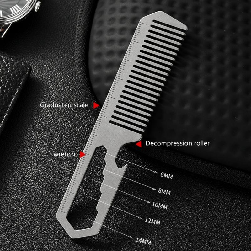 Titaniums Alloys Comb Camping Multifunctional Wrenches Ruler Bottle Openers for Camping and Outdoor Use