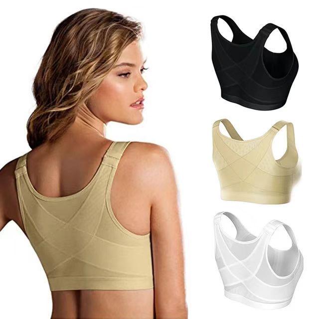 Plus-Size Wire-Free Front Buckle Sports Bra - Breathable & Comfortable