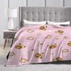Rilakkuma Cartoon Flannel Blanket Super Warm Throw Blanket for Couch Chair Decorative Print Bedspread Sofa Bed Cover