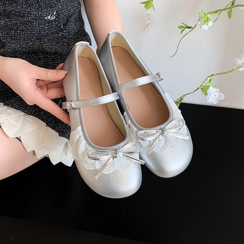 

Fashion Single Shoes 2025 New Spring and Autumn Mary Flat Vintage One Bow Lace French Shoes 35