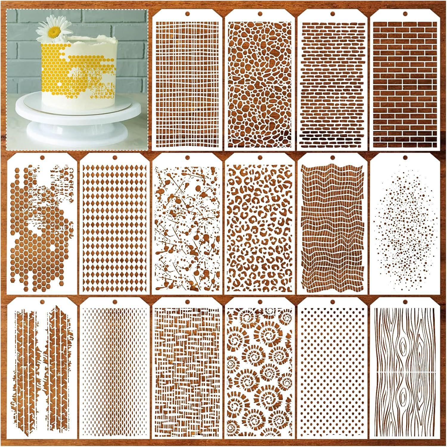 

New Style, 16 Pieces, Grid Texture Theme, Painting Template, Geometric Hollow Out, DIY Theme, Reusable, Creative Design