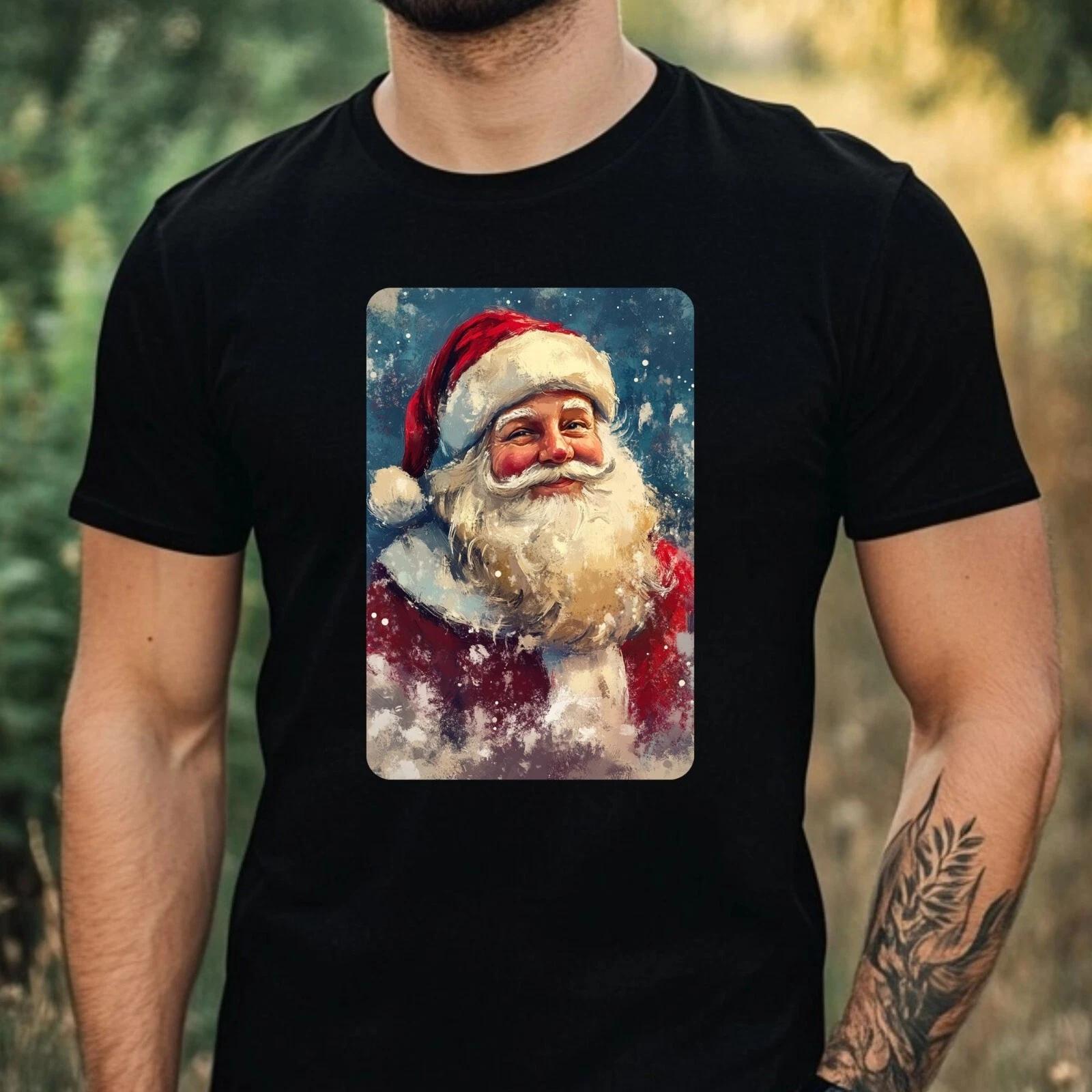 T-Shirt Herren Weihnachtsmann Portrait Motiv Baumwolle Größe XS bis 5XL XXXL