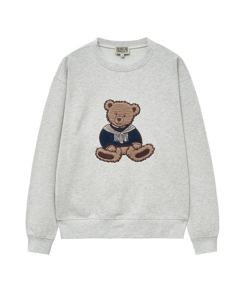 Malittepeulangsowajeobeo Boucle Doodle Bear Sweatshirt Light Heather Gray