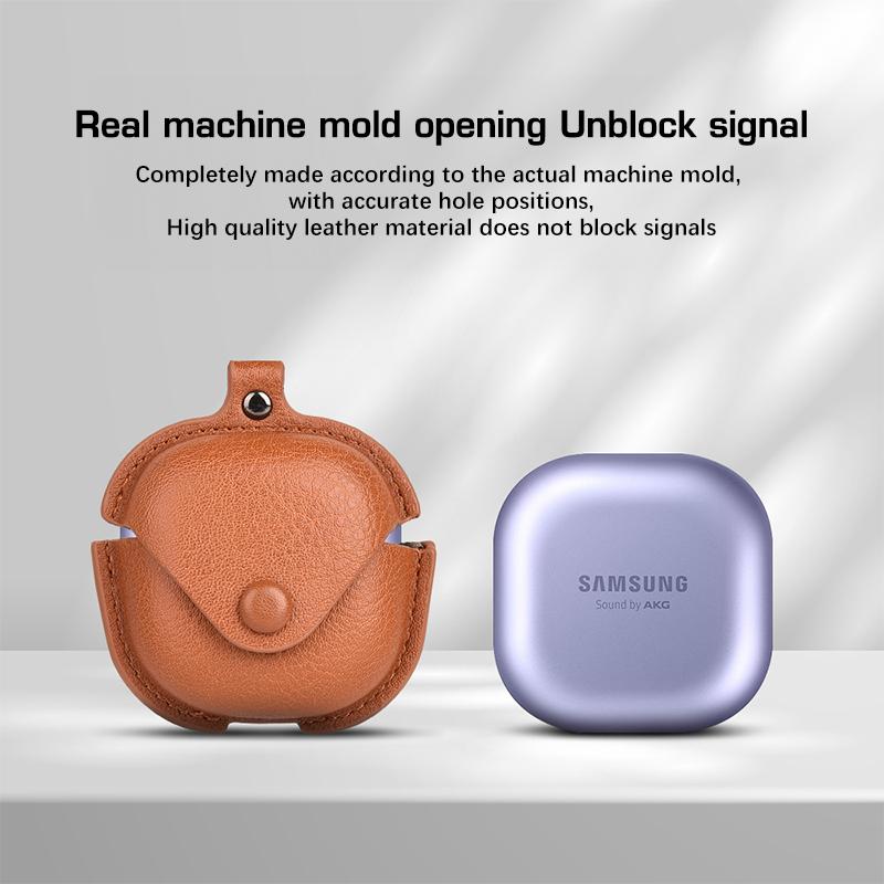 For Samsung Galaxy Buds Live FE 2 Pro Business Leather Earphone Case Cover Headphone Sleeve Solid Color Headphone Case Funda