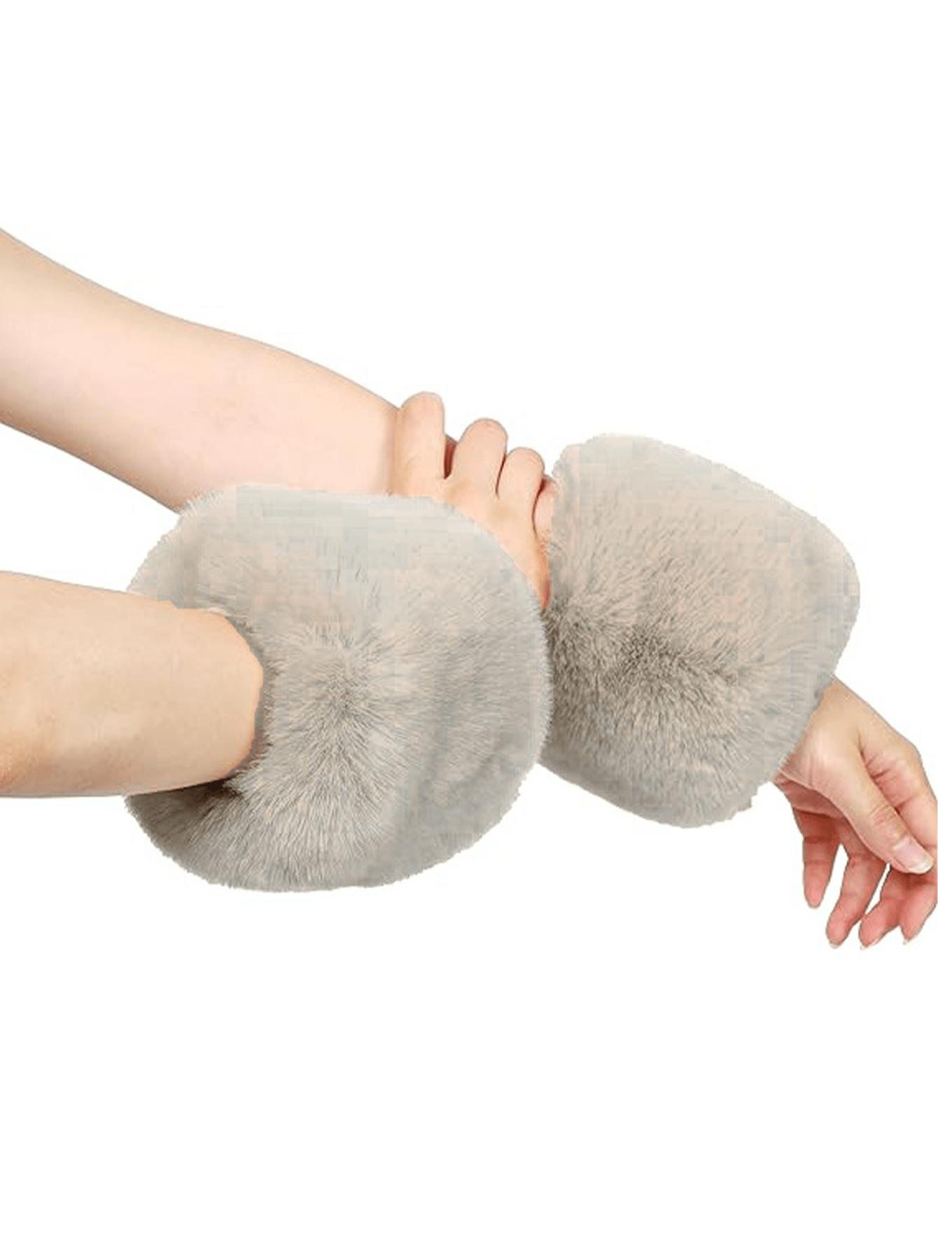 

1 Pair Faux Fur Short Wrist Cuff, Elegant & Cute Fingerless Arm Warmer Sleeve For Women, Suitable For Daily Wear, Party, New Year Events