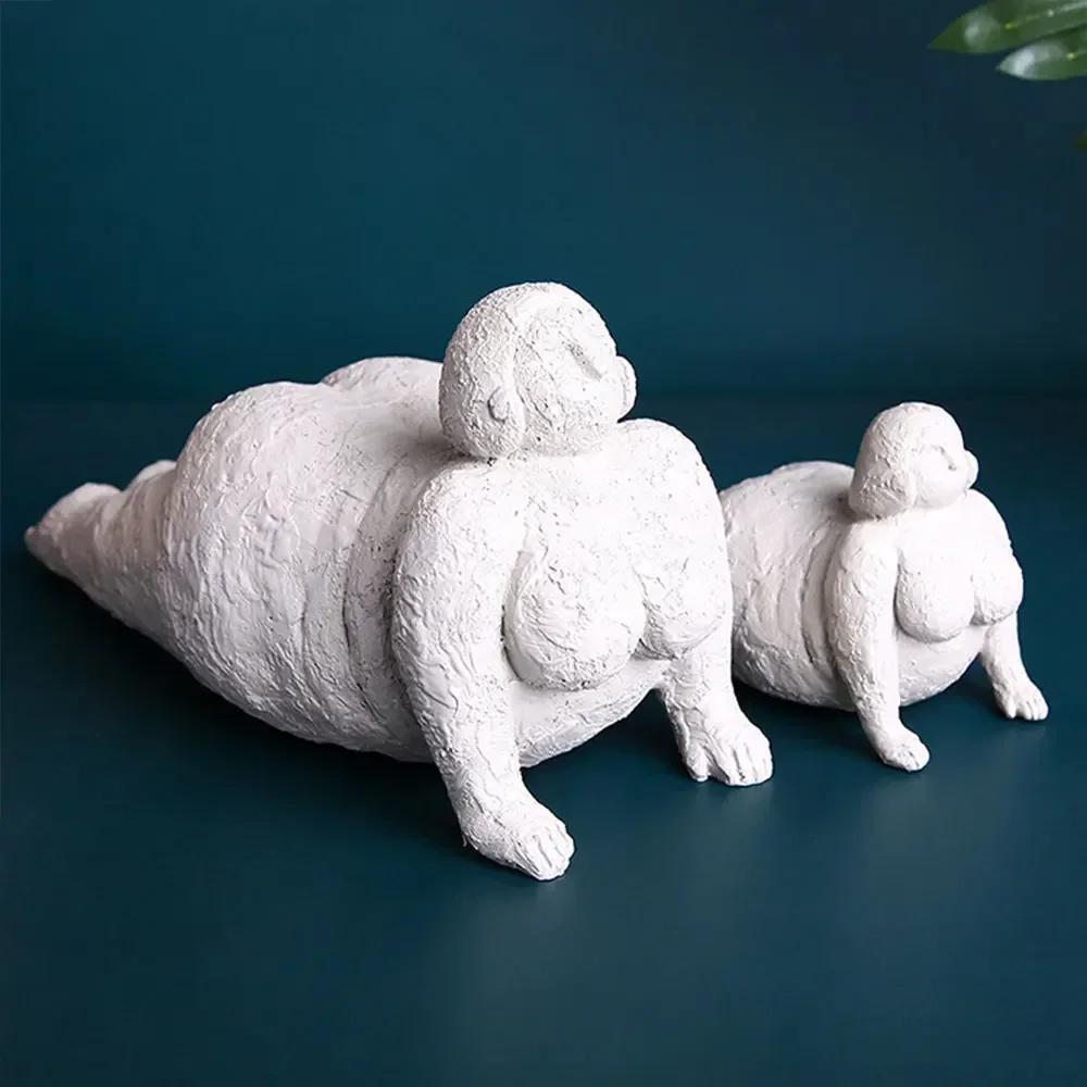 Resin Abstract Fat Lady Yoga Statue Home Decor Decoration Room Figurines Interior Desk Accessories Sculptures Nordic Living