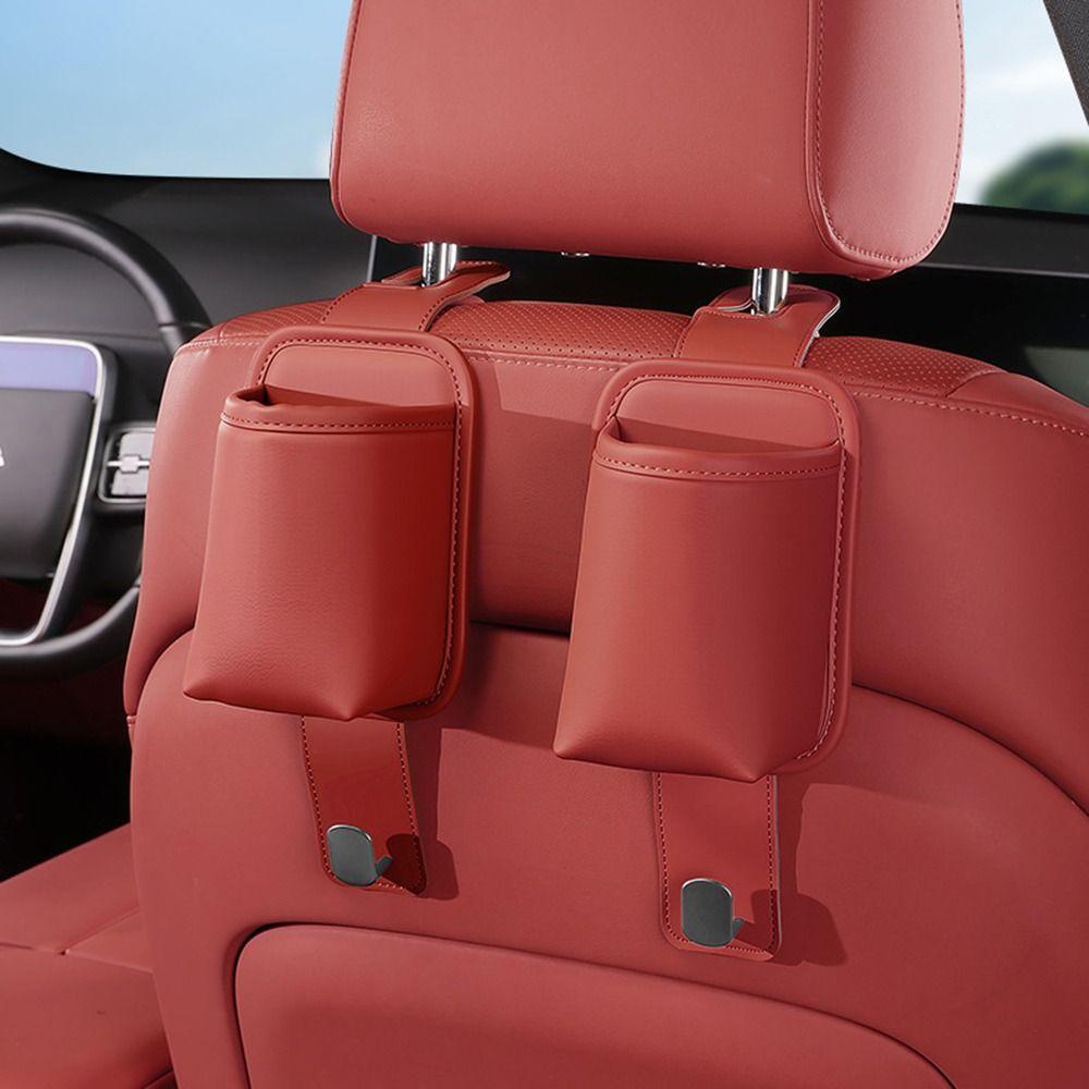 PU Leather Headrest Hanger Multi-Functional Hanging Backrest Cup Holder Auto Interior