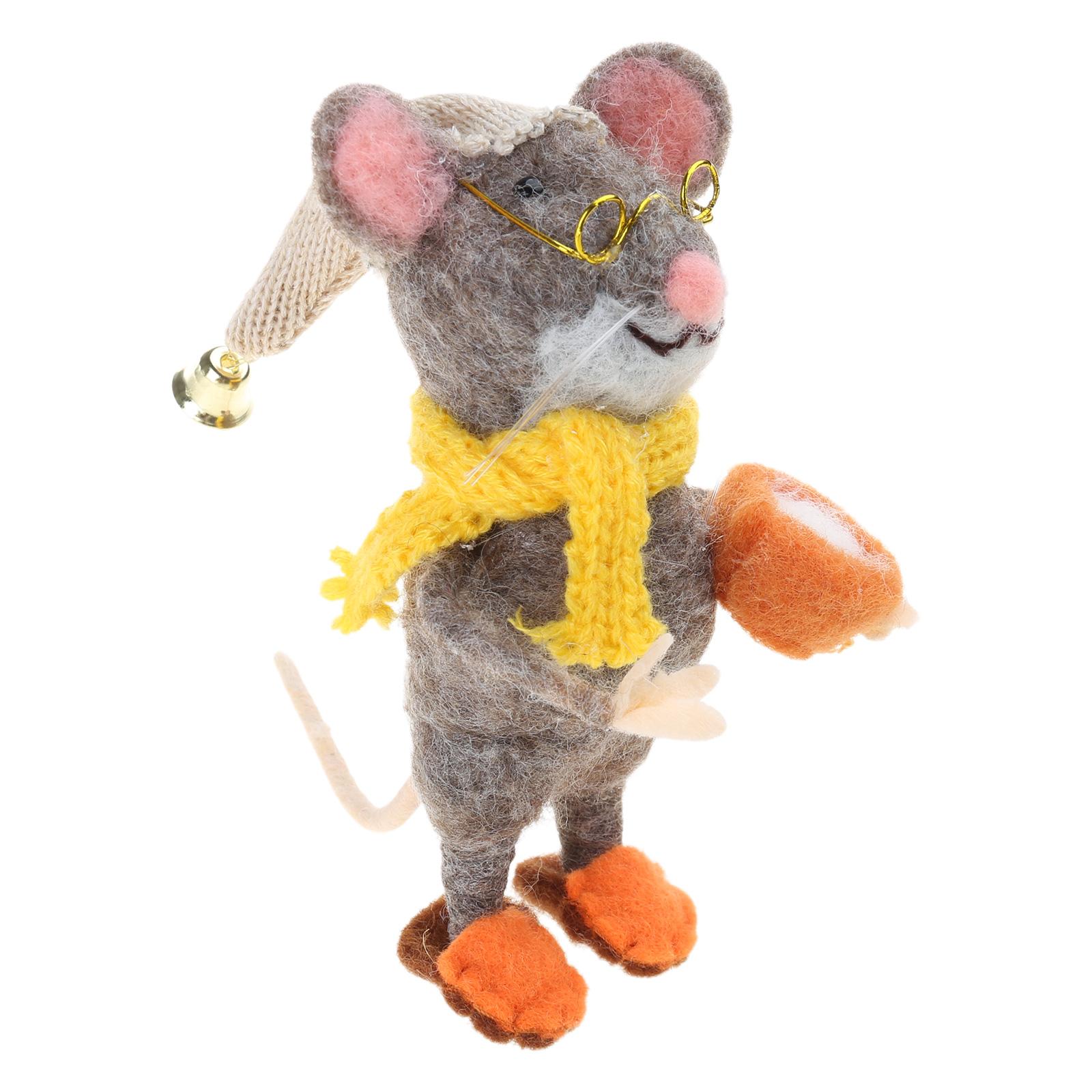 

Симпатичные фигурки мышей из войлока, куклы, классические персонажи мультфильмов, шерстяные валяные мышки, рождественские украшения для домашнего декора C