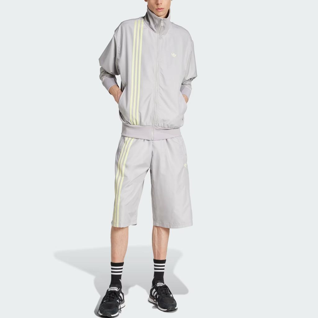 Adidas Originals Firebird Track Top Fashion Loose Striped Stand Collar Jacket Men Jacket Gray JD1289