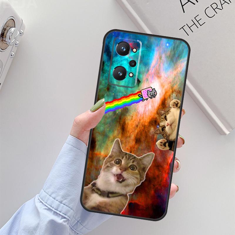 Space Happy Cats For Realme 11 10 12 13 14 Pro Plus GT 5 6 6T GT7 Pro C67 C61 C53 C51 C21Y C25S C55 C75 Case
