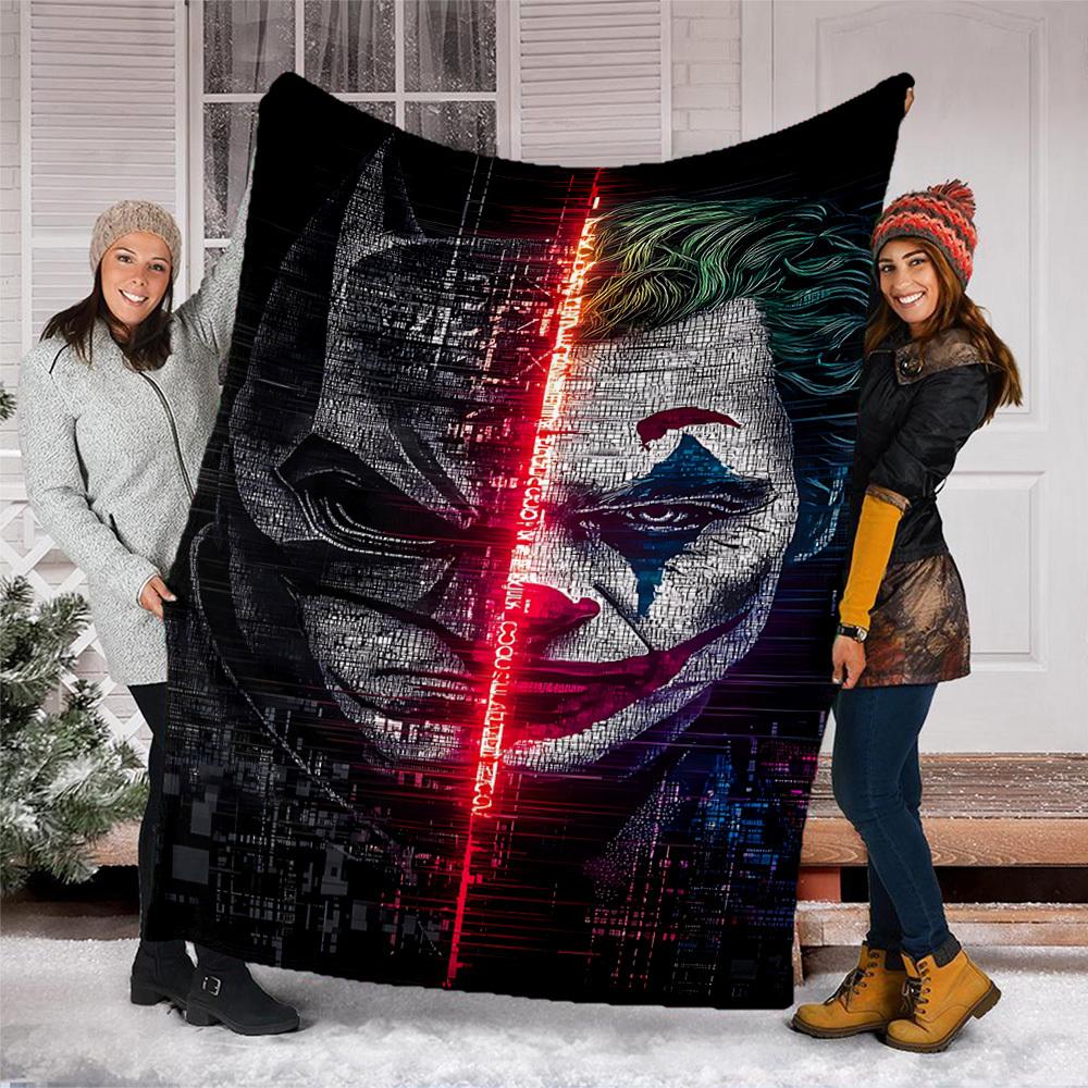 1pc Batman, Joker Outdoor Flannel Throw Blanket Soft, Lightweight & Warm for Sofa, Office