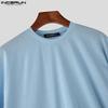 INCERUN S-XXXXXL Men O Neck Short Sleeve Patchwork Ruffled Hem Loose T-shirts