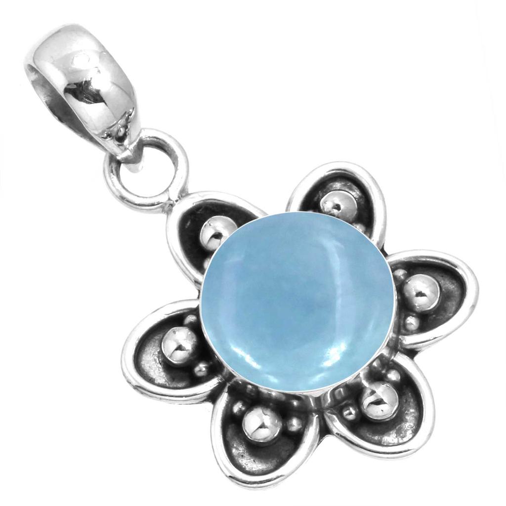 925 Sterling Silver Pendant Women Handmade Jewelry Valentine's Day Gift Amazonite Angelite Blue Opal Botswana Agate Mohave Azurite Chrysocolla