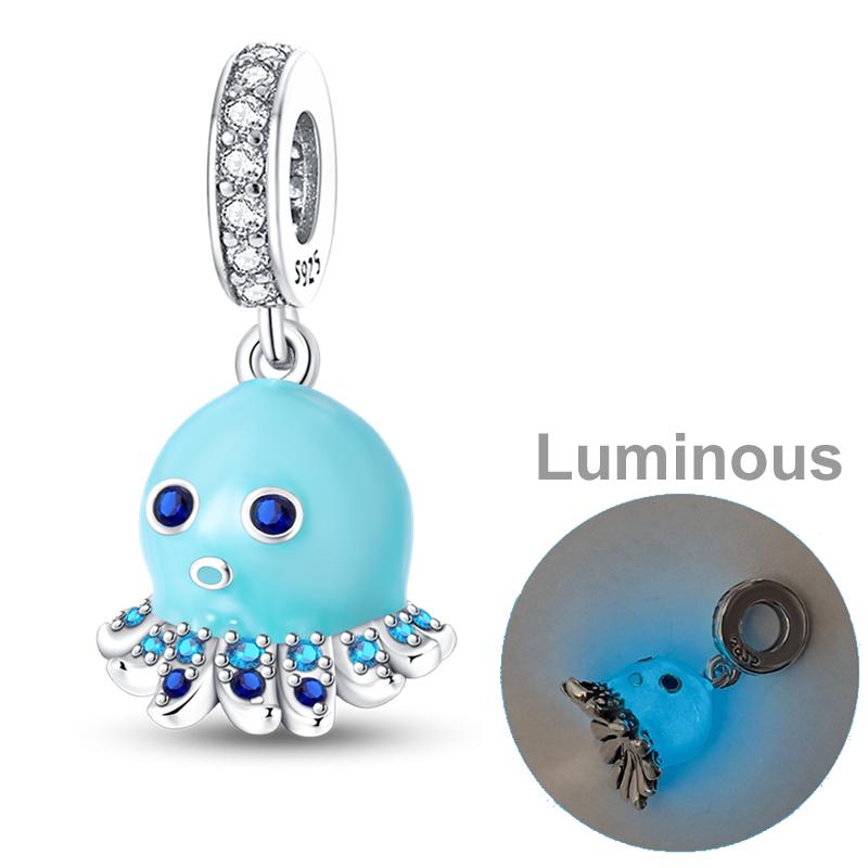 Copper Colorful Luminous Charms Bead Shell Turtle Butterfly Star Dangle Fit Bangle Bracelets Diy Jewelry Marking